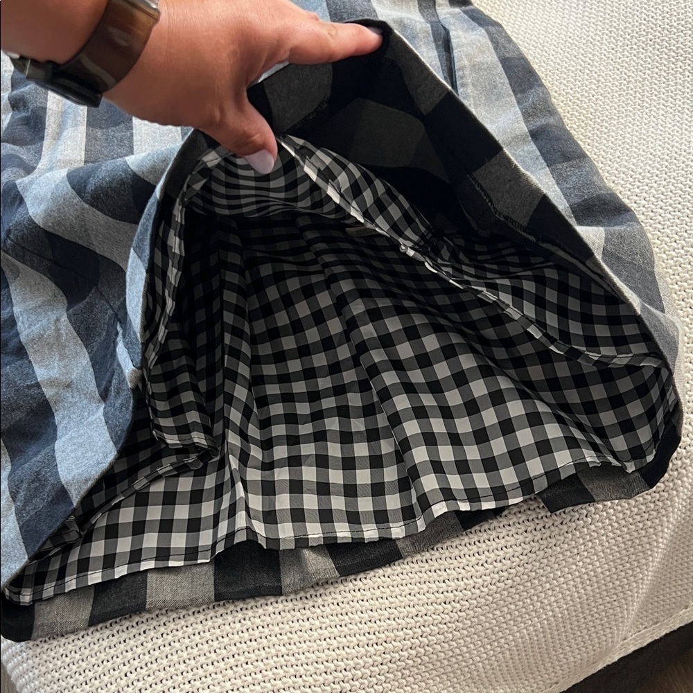Rogan for Target Plaid Midi Dress Black Gray Buffalo Check Elbow Sleeve Medium - Picture 10 of 15